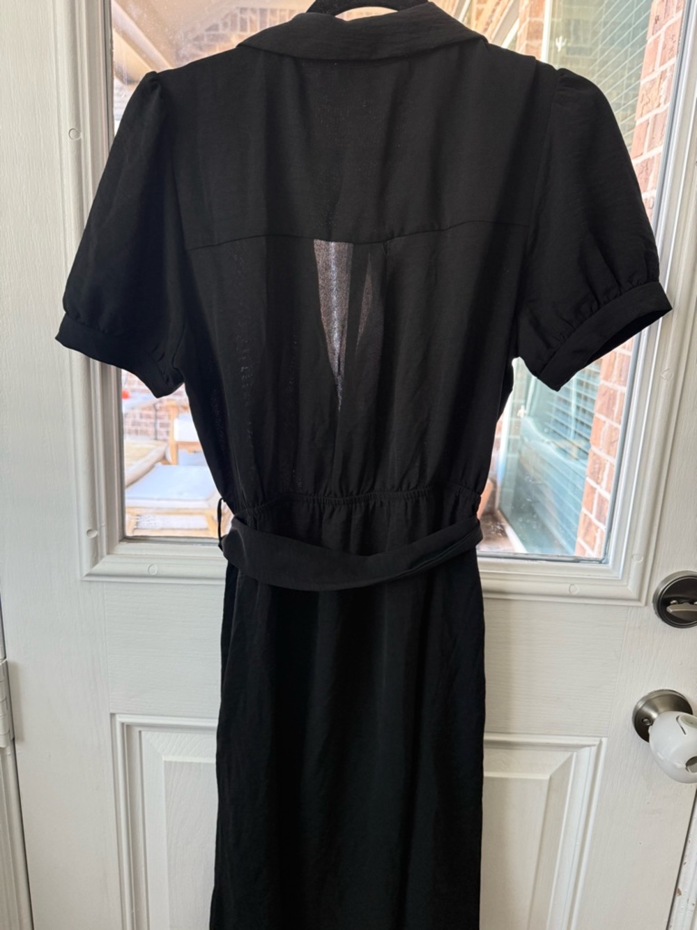 Monteau Black Midi Shirt Dress with Puff Sleeves - Picture 6 of 6